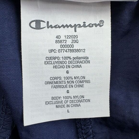 Champion Swim Trunks Size L Navy Blue Cargo Pocket Board Shorts Drawstring Nylon - Picture 6 of 9